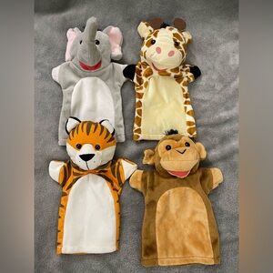 4pk Melissa & Doug Zoo Friends Hand Puppets - Monkey, Elephant, Giraffe, Tiger